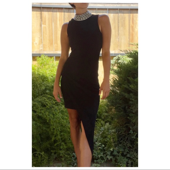 bebe Dresses & Skirts - Bebe Diamond Collar Bodycon Asymmetrical Dress